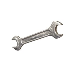 Silver two way metal wrench isolated on white background. 3D rendering of excellent quality in high resolution