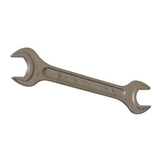 Silver two way metal wrench isolated on white background. 3D rendering of excellent quality in high resolution