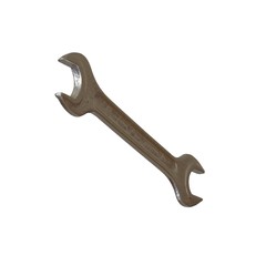 Silver two way metal wrench isolated on white background. 3D rendering of excellent quality in high resolution