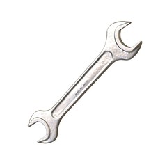 Silver two way metal wrench isolated on white background. 3D rendering of excellent quality in high resolution