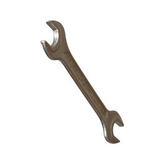 Silver two way metal wrench isolated on white background. 3D rendering of excellent quality in high resolution