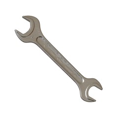 Silver two way metal wrench isolated on white background. 3D rendering of excellent quality in high resolution