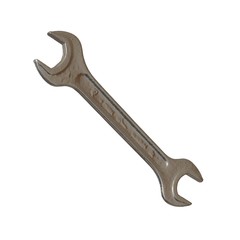 Silver two way metal wrench isolated on white background. 3D rendering of excellent quality in high resolution