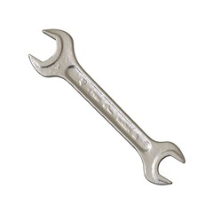 Silver two way metal wrench isolated on white background. 3D rendering of excellent quality in high resolution