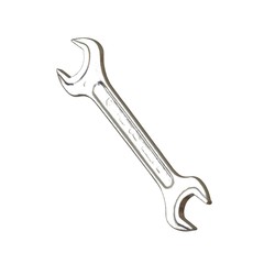 Silver two way metal wrench isolated on white background. 3D rendering of excellent quality in high resolution