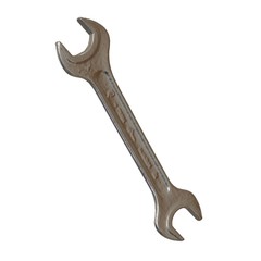 Silver two way metal wrench isolated on white background. 3D rendering of excellent quality in high resolution