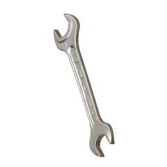 Silver two way metal wrench isolated on white background. 3D rendering of excellent quality in high resolution