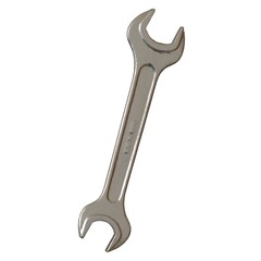 Silver two way metal wrench isolated on white background. 3D rendering of excellent quality in high resolution
