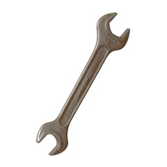 Silver two way metal wrench isolated on white background. 3D rendering of excellent quality in high resolution