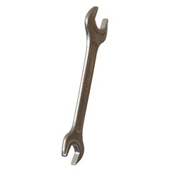 Silver two way metal wrench isolated on white background. 3D rendering of excellent quality in high resolution