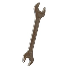 Silver two way metal wrench isolated on white background. 3D rendering of excellent quality in high resolution