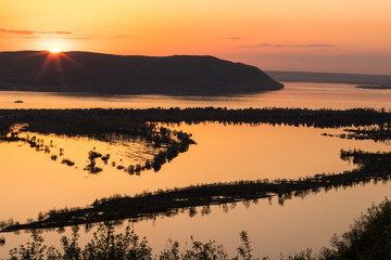 Obraz premium evening sunset on the river
