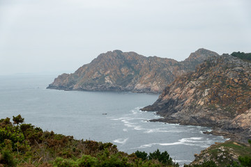 Fototapeta na wymiar View of the Northern island. The Cíes Islands archipelago off the coast of Pontevedra in Galicia (Spain).