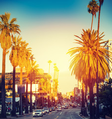 Colorful sunset in Hollywood - obrazy, fototapety, plakaty
