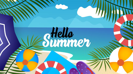 Hello Summer tropical style background