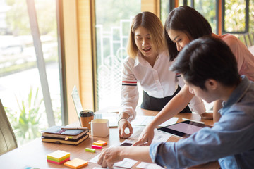 Start-up Asia business team in meeting and helped analyze the marketing problems of the company or beginning new project. Start up concept