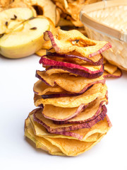vegetarian dries apples tower, dehydrated healthy snack chips