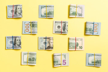 Money Background with american hundred dollar bills on top wiev with copy space for your text in business concept