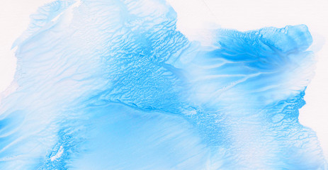 Soft smeared light sky blue color watercolor background. Aquarelle painted paper textured canvas...