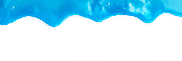 Banner with abstract blue shiny substance or slime