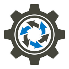 Gear and arrows icon. Workflow business concept.