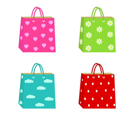 Beautiful shopping bags on a white background. Vector illustration. 