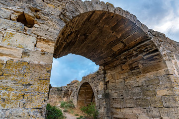 View of Yeni-Kale fortress on shore of Kerch Strait in Crimea