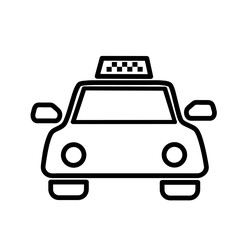 Taxi car vector icon. Automobile on a blue background.