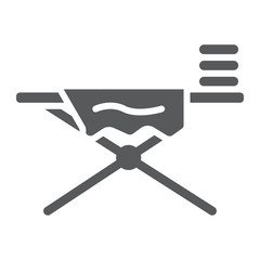 Ironing board glyph icon, laundry and housekeeping, home appliance sign, vector graphics, a solid pattern on a white background.