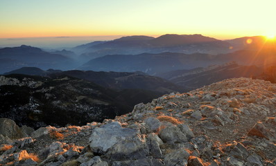 Sunset in the mountains