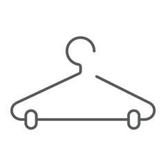 Clothes hanger thin line icon, laundry and wardrobe, rack sign, vector graphics, a linear pattern on a white background.