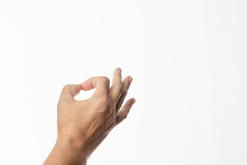 male hand gesturing isolated on a white background