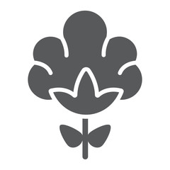 Cotton glyph icon, natural and plant, textile material sign, vector graphics, a solid pattern on a white background.