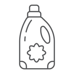 Fabric softener thin line icon, laundry and container, liquid detergent sign, vector graphics, a linear pattern on a white background.