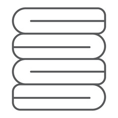 Fototapeta premium Folded clothes thin line icon, laundry and wash, folded towels sign, vector graphics, a linear pattern on a white background.