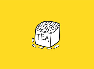 Tea time concept. Poster or banner design. Hand drawn sketch. Vector illustration.