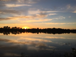 sunset over the lake