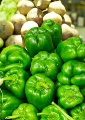 Fresh Green Capsicum in the Market