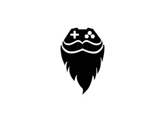 Console gamer with beard and mustache logo