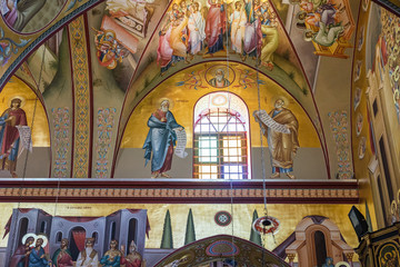 Fototapeta na wymiar The interior of the Greek Orthodox Monastery of the Transfiguration located on Mount Tavor near Nazareth in Israel
