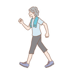 Elderly woman walking illustration
