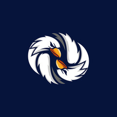 Eagle Recycle Creative Illustration Icon Logo Design Template Element Vector Illustration