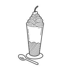 Hand drawn cup of coffee isolated on a white. Sketch. Coffee concept. Vector illustration.