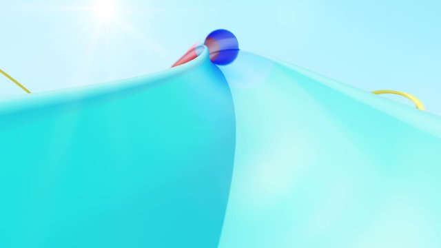 Moving Extremely Fast on Abstract Aquapark Water Slides Seamless. Looped 3d Animation of Waterpark Tubes and Slides. Entertainment Concept. 4k Ultra HD 3840x2160.