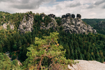 View of the Mountains in Saxon Switzerland National Park 