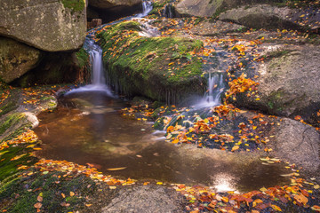 Waterfall Kaskady Myi in autumn in Sudety mountains, Przesieka, Poland © Artur Bociarski