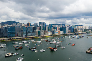 Obraz premium Top view of Hong Kong city