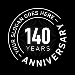 140 years anniversary logo template. one hundred and forty years celebrating logotype. Black and white vector and illustration.