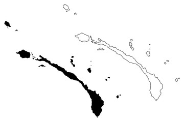 New Ireland Province (Independent State of Papua New Guinea, PNG, Provinces of Papua New Guinea) map vector illustration, scribble sketch New Mecklenburg map....