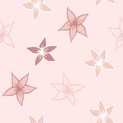 Fototapeta na wymiar Vector Asian Florals in Dusty Pinks seamless pattern background.